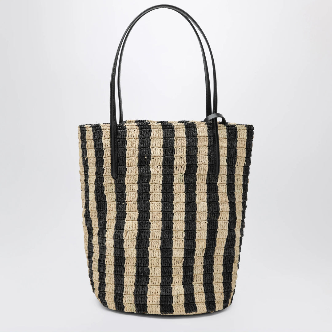 Valentino Garavani - Striped shoulder bag in raffia and leather