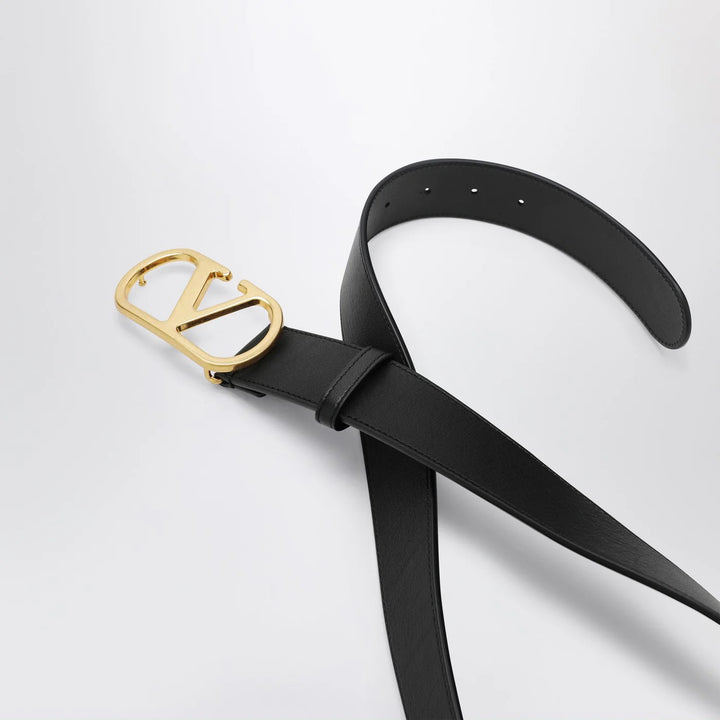 Valentino Garavani - VLogo black/gold leather belt