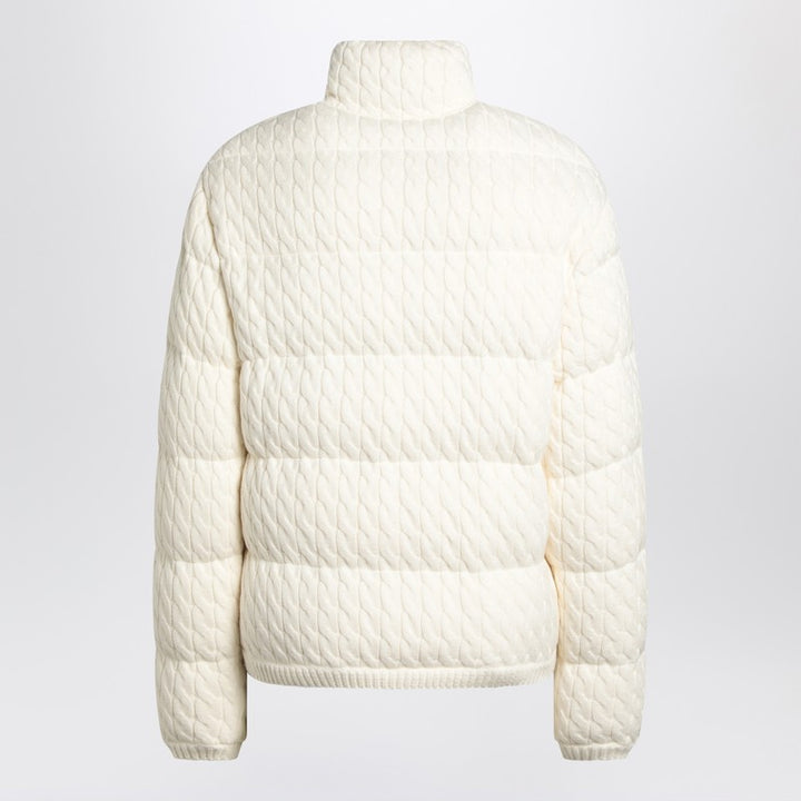 Moncler White puffer jacket with braids in cotton blend