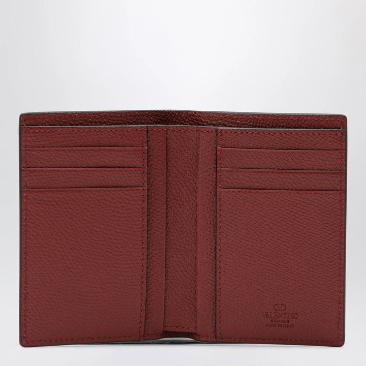 Valentino Garavani - Dark red Vlogo card holder in grained leather