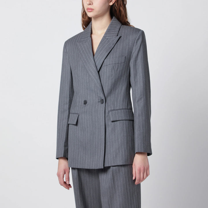 ANINE BING - Tiphaine blazer in light grey pinstripe fabric