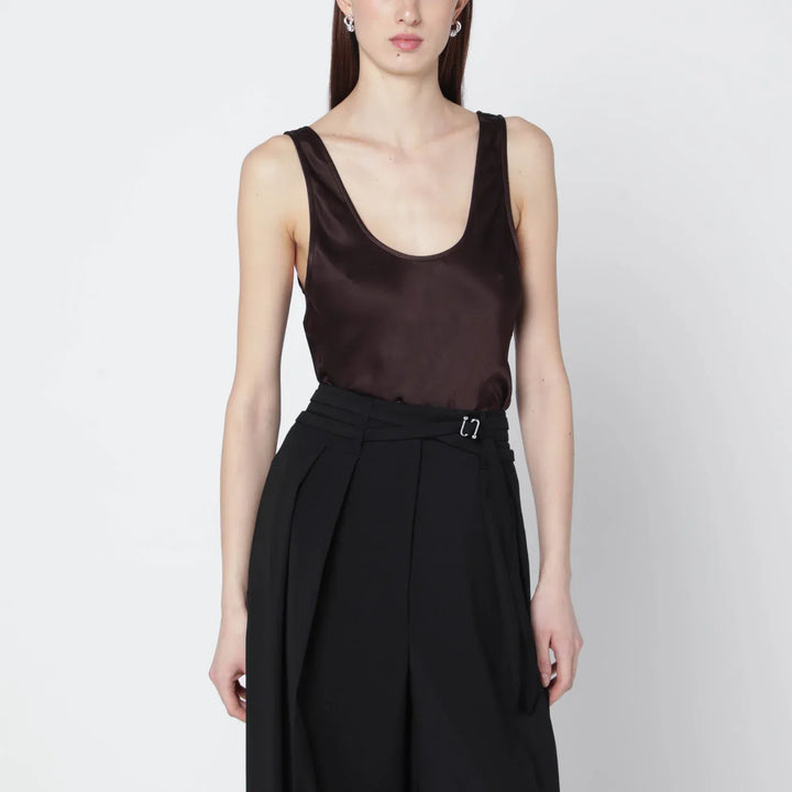 ANINE BING - Brown Lea silk top Brand Shirts &amp; Tops XS