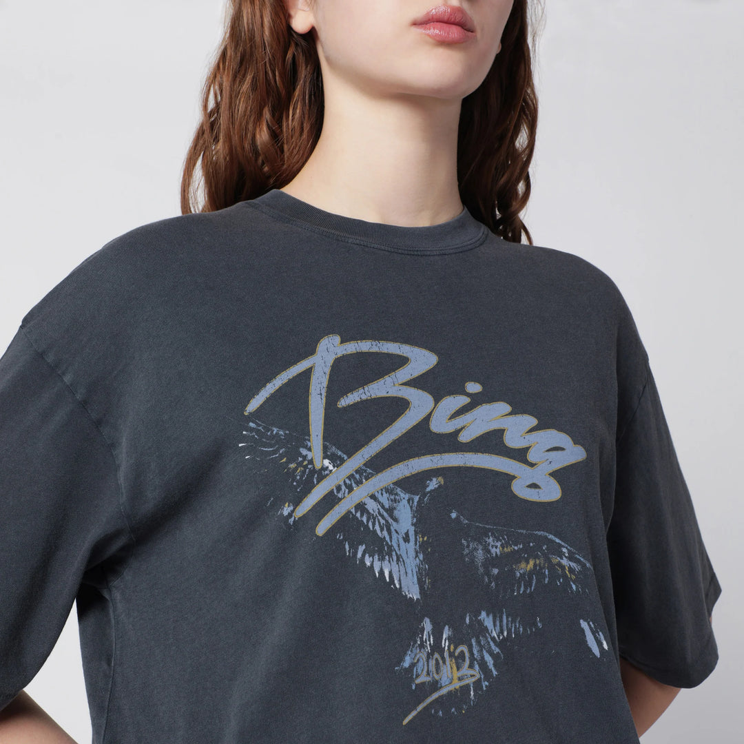 ANINE BING - Spencer Eagle washed black T-shirt