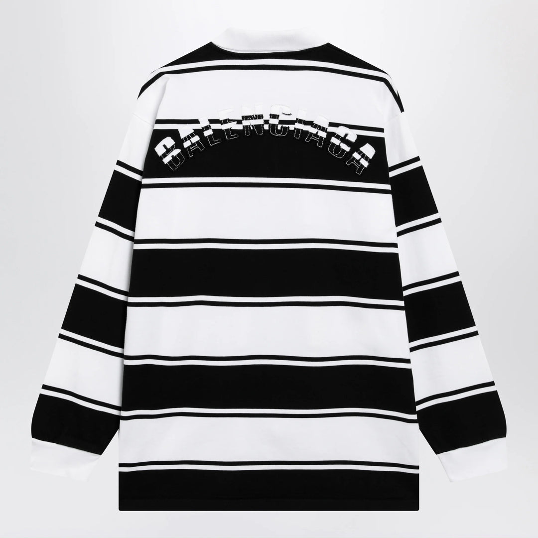 Balenciaga - Black/white striped cotton polo shirt