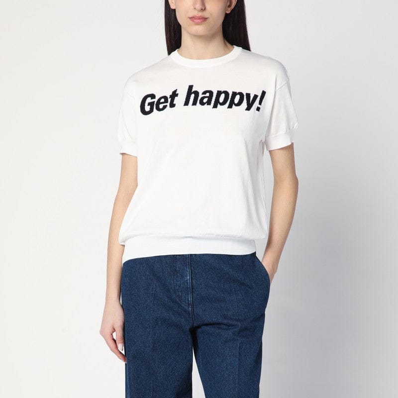 Shirts & Tops Moschino - Get Happy white cotton sweater - 40 IT Brand
