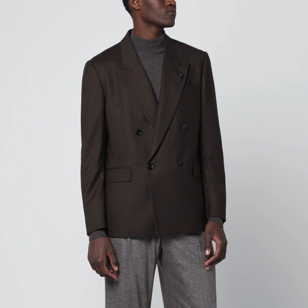 Lardini - Brown double-breasted wool jacket