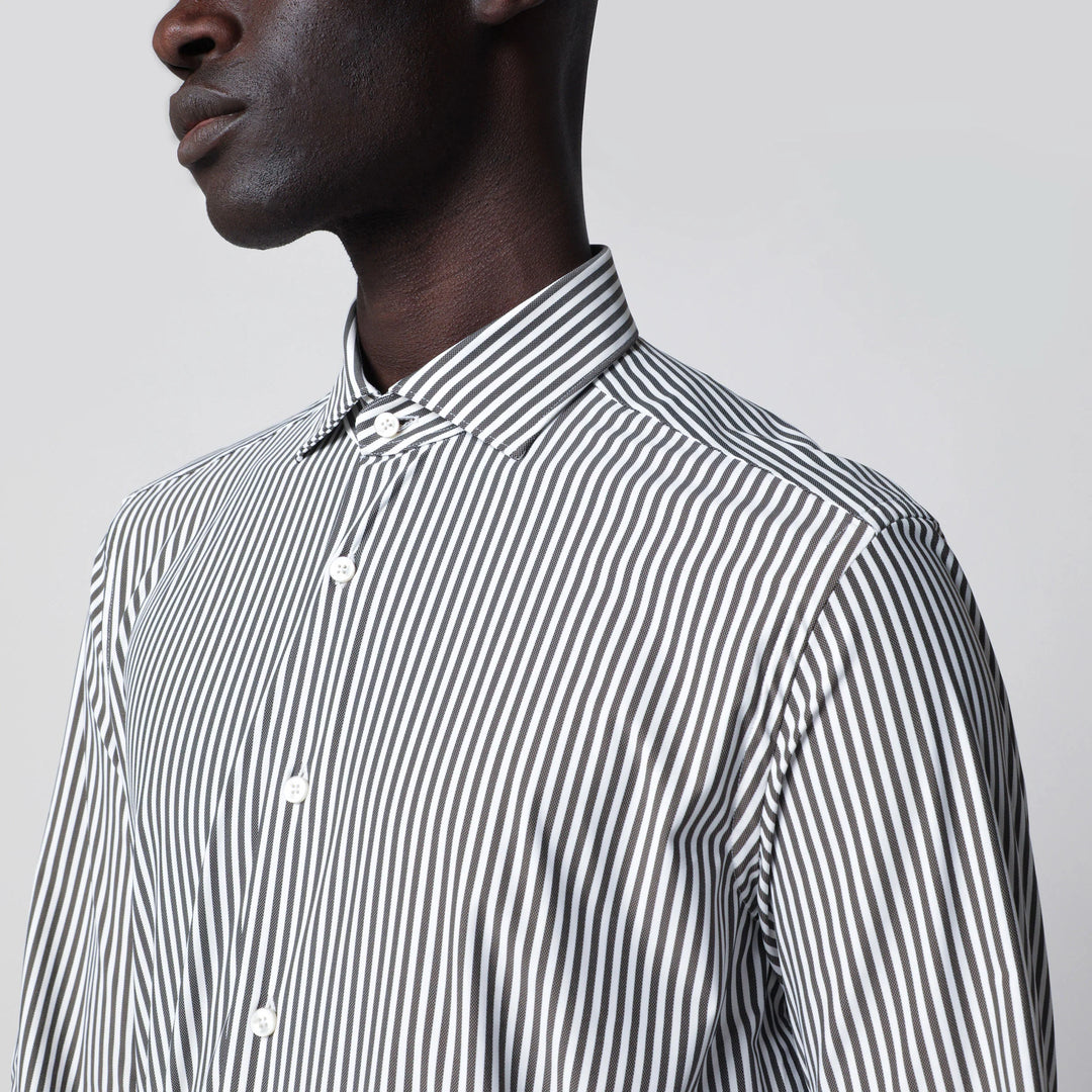 XACUS - White Active Striped Tailor Fit Shirt