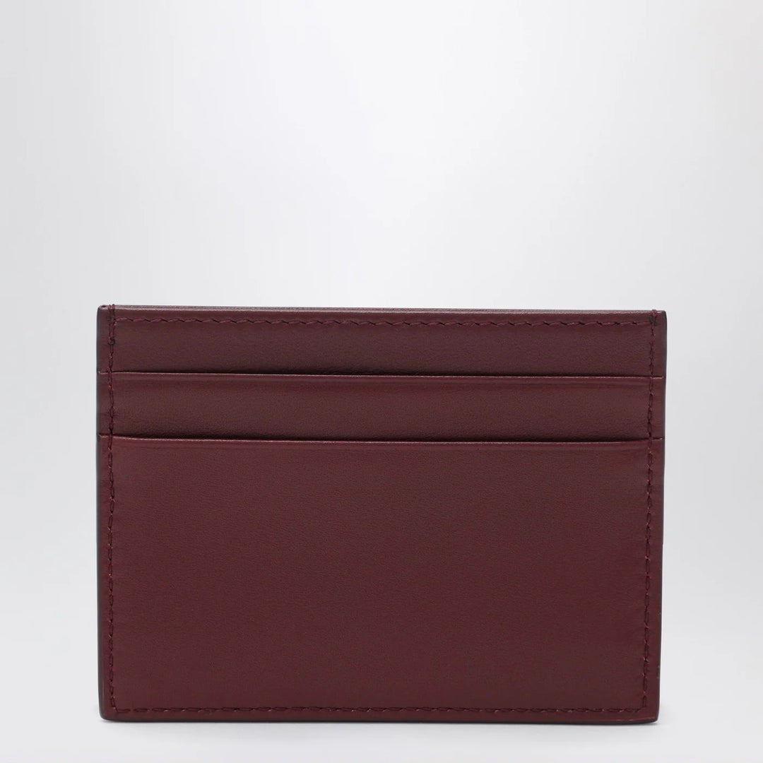 Dolce&amp;Gabbana - Bordeaux leather cardholder with logo plate