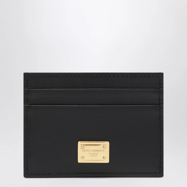 Dolce&amp;Gabbana - Black leather card holder with logo tag