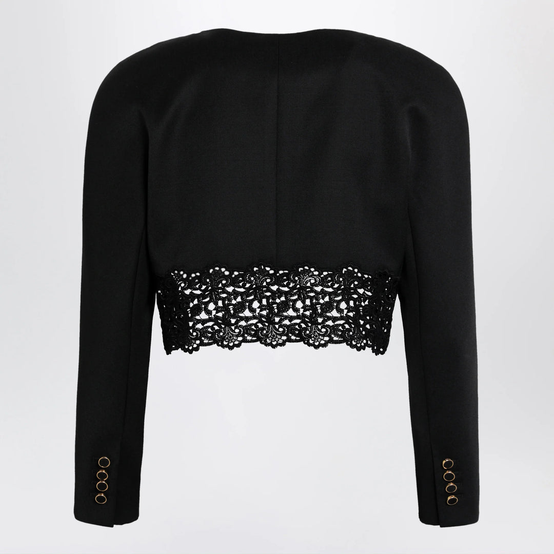 Chloé - Black cropped jacket with openwork trim