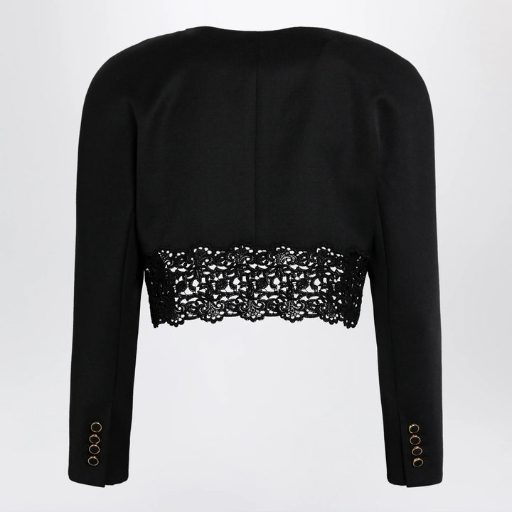 Chloé - Black cropped jacket with openwork trim
