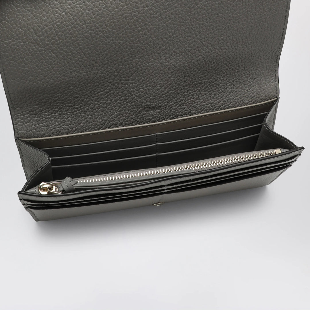 Chloé - Grey Alphabet flap wallet in grained leather