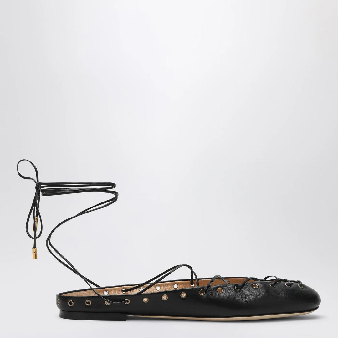 Chloé - Black leather ghillie ballerinas