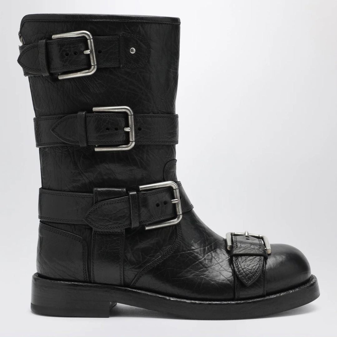 Dolce&amp;Gabbana - Black leather boots with straps