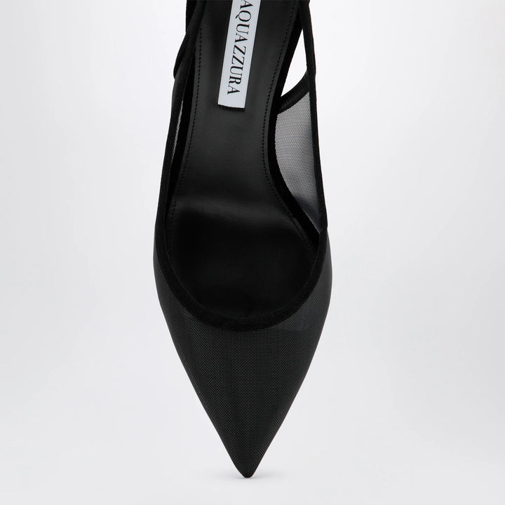 Aquazzura - Black bow-tie mesh pumps
