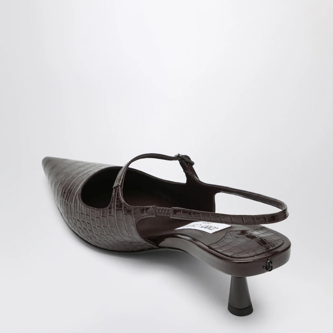 Jimmy Choo - Didi 45 brown crocodile effect neckline