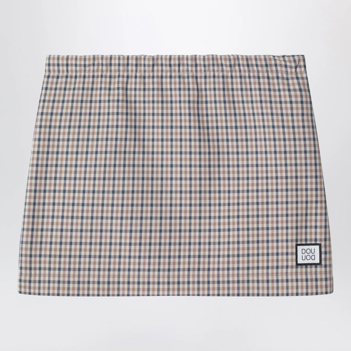 Douuod - Betulla beige mini skirt with check pattern