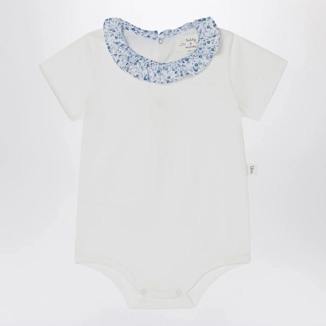 Teddy &amp; Minou - White romper with Liberty fabric collar