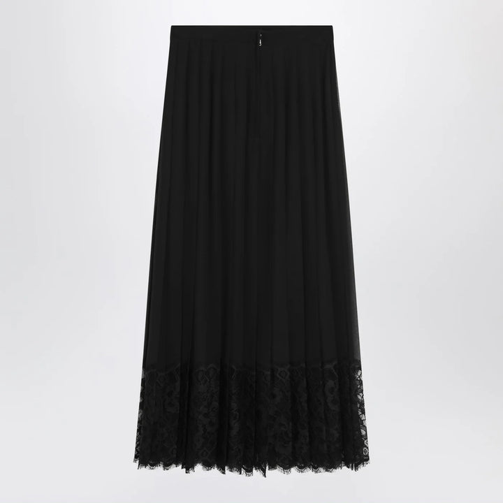 Dolce&amp;Gabbana - Gonna midi in chiffon and black lace