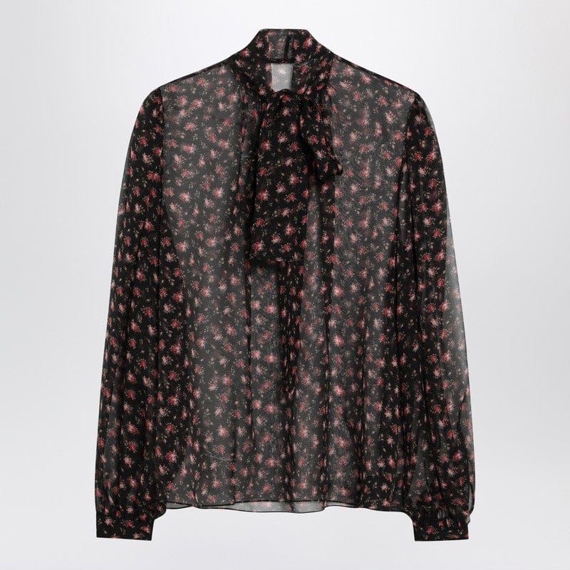 Shirts & Tops Dolce&Gabbana - Black chiffon blouse with small rose print - 46 IT Brand