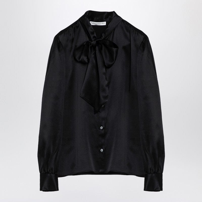 Shirts & Tops Alessandra Rich - Black silk shirt with bow - 40 IT Brand