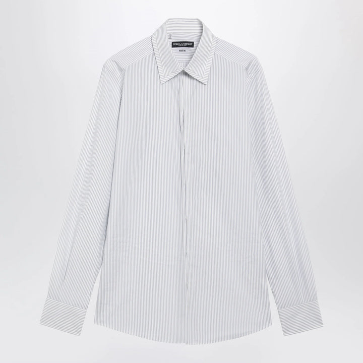 Dolce&amp;Gabbana - White Double-Collar Striped Shirt