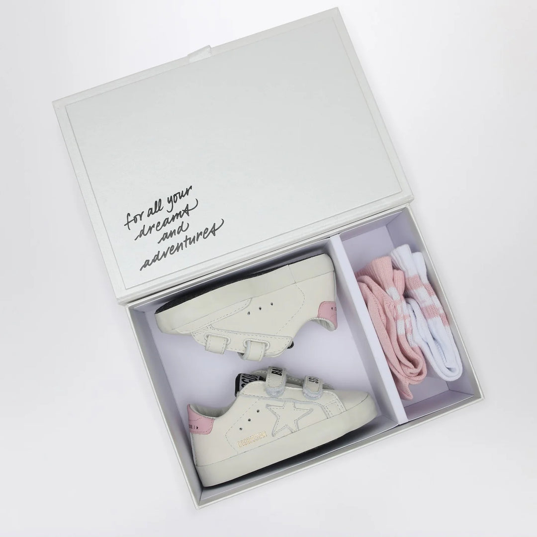 Golden Goose - Set Sneakers Baby School white/pink with socks
