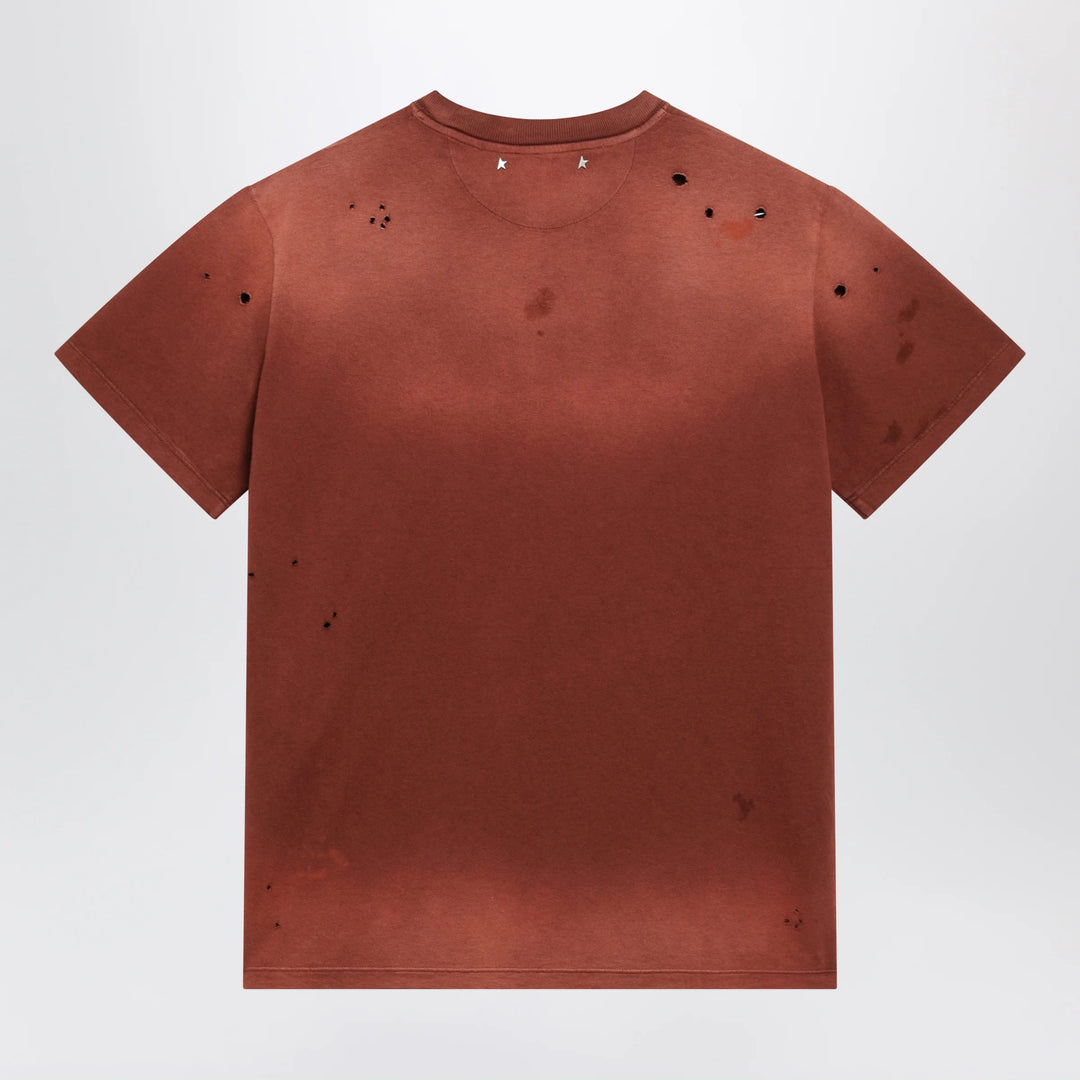 Golden Goose - Rust-colored cotton T-shirt with floral print