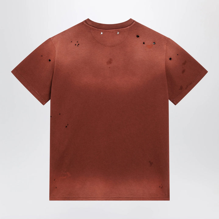 Golden Goose - Rust-colored cotton T-shirt with floral print