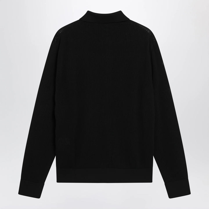 Dolce&amp;Gabbana - Long-sleeve openwork rib knit cotton shirt in black