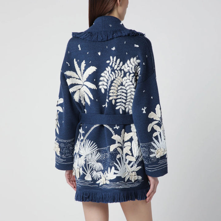 Alanui - Postcard From Paradise cardigan Deep Blue/White Pearl