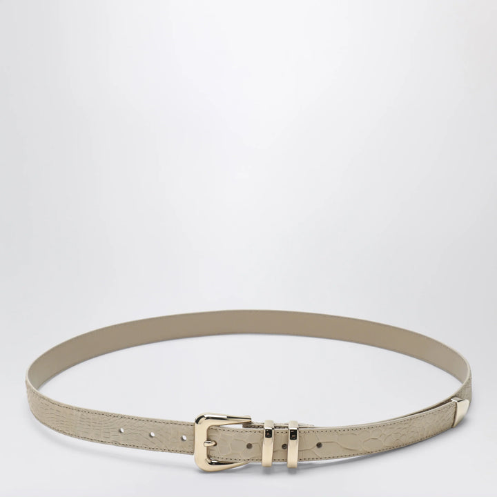 Brunello Cucinelli - Beige alligator leather belt with silver buckle