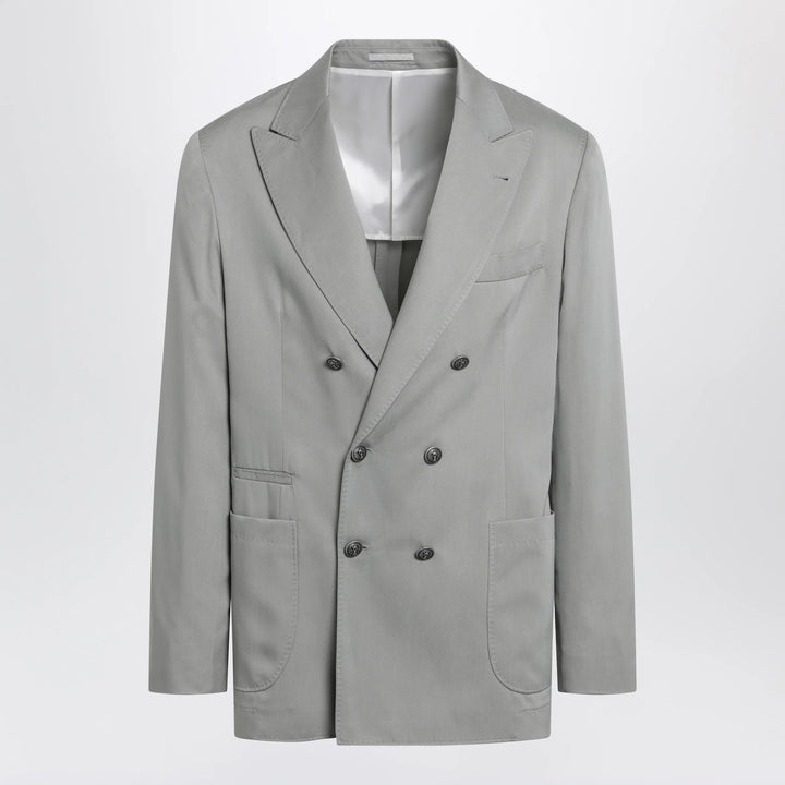Brunello Cucinelli - Double-breasted silk blazer in khaki