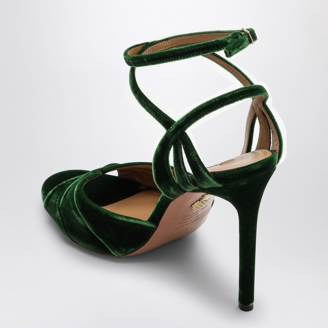 Sandals 37.5 Aquazzura High dark green velvet sandal Brand