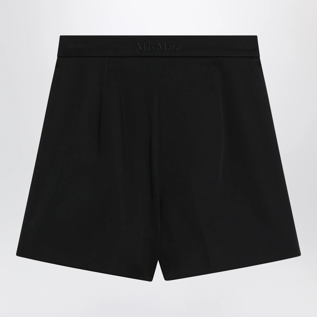 Max Mara - Black stretch cotton satin shorts