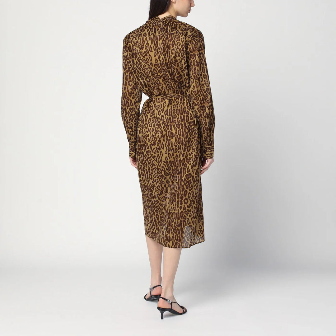 6397 - Leopard-print shirt dress in cotton voile