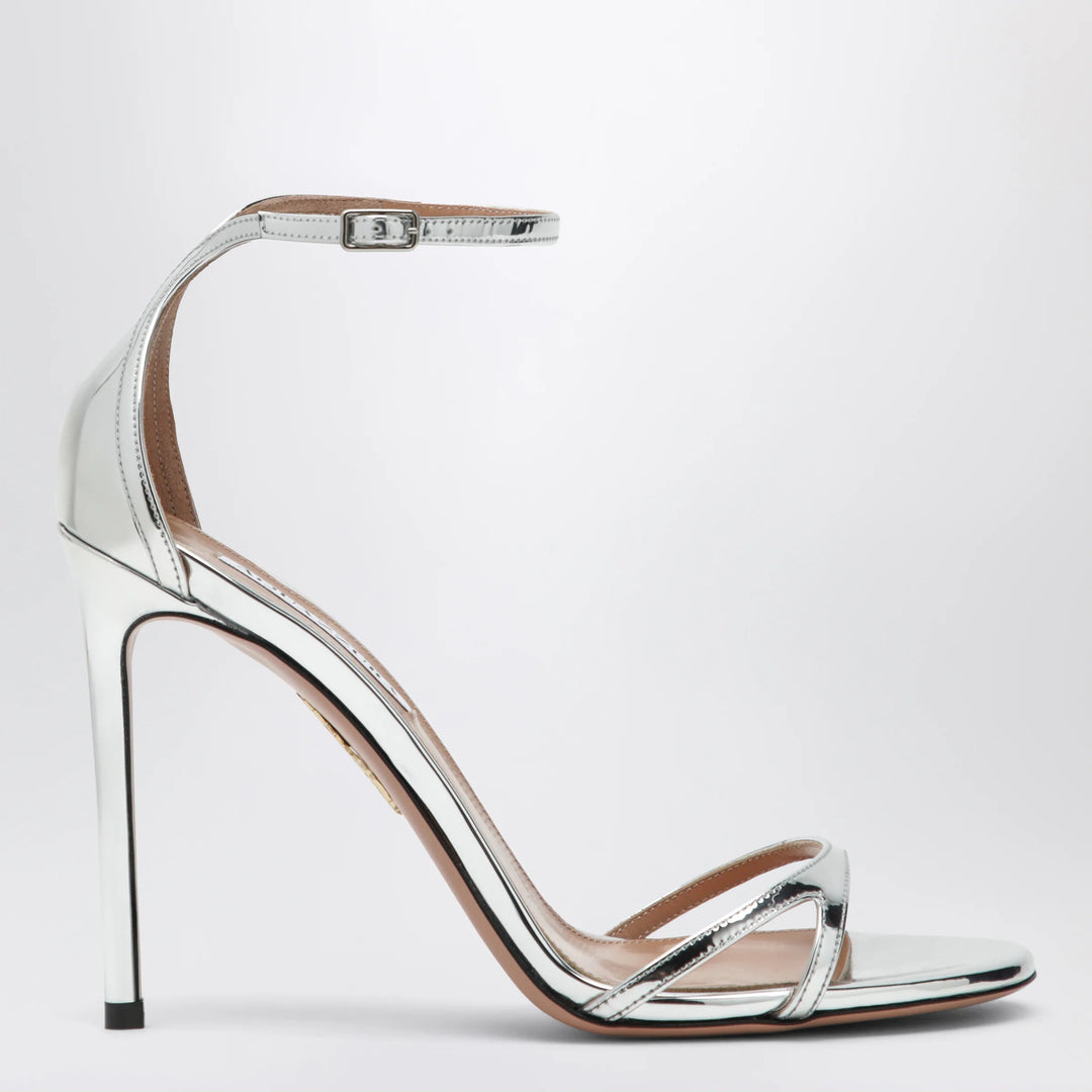 Aquazzura - Nuda 85 sandals in silver metallic leather
