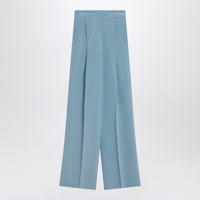 Pants Max Mara Pianoforte - Wide-leg sky blue trousers in silk - 42 IT Brand