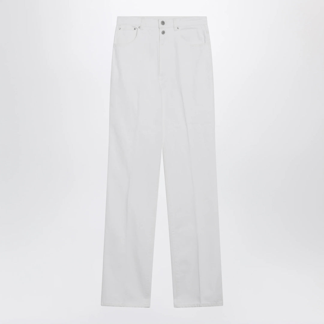 LEMAIRE - High-waisted straight-leg jeans with belt in white denim