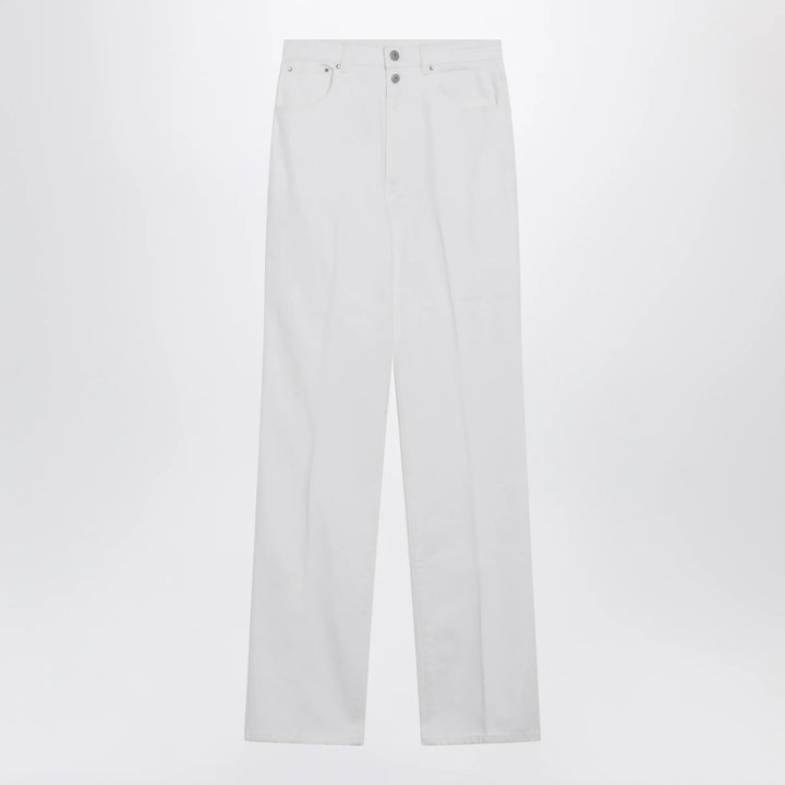 LEMAIRE - High-waisted straight-leg jeans with belt in white denim