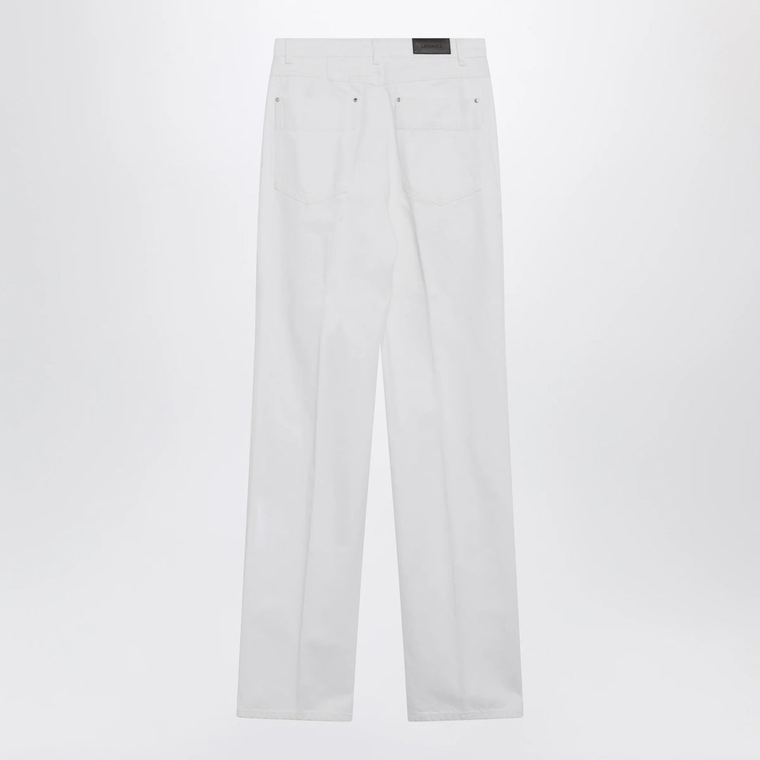 LEMAIRE - High-waisted straight-leg jeans with belt in white denim
