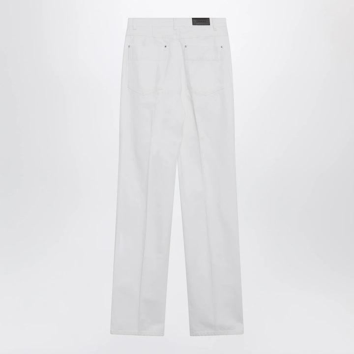 LEMAIRE - High-waisted straight-leg jeans with belt in white denim