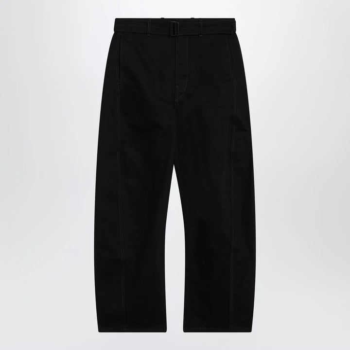 LEMAIRE - Black cotton trousers with belt