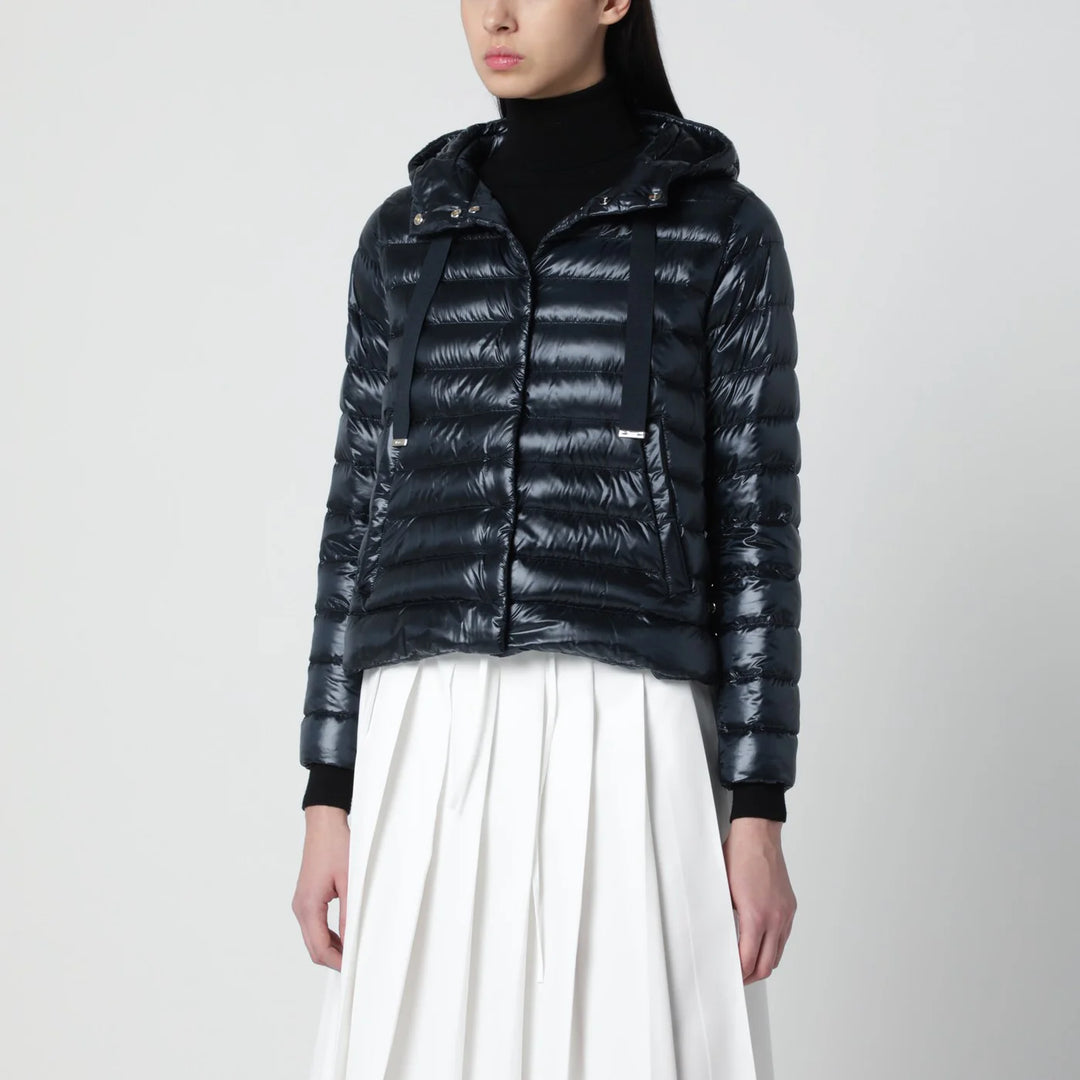 HERNO - Navy blue ultralight nylon puffer jacket