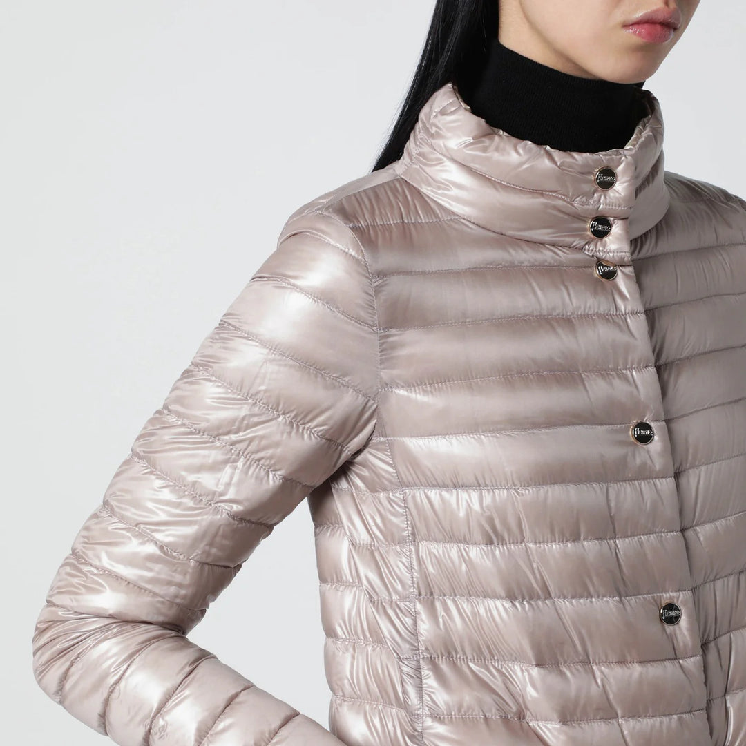 HERNO - Light pink quilted nylon padded jacket