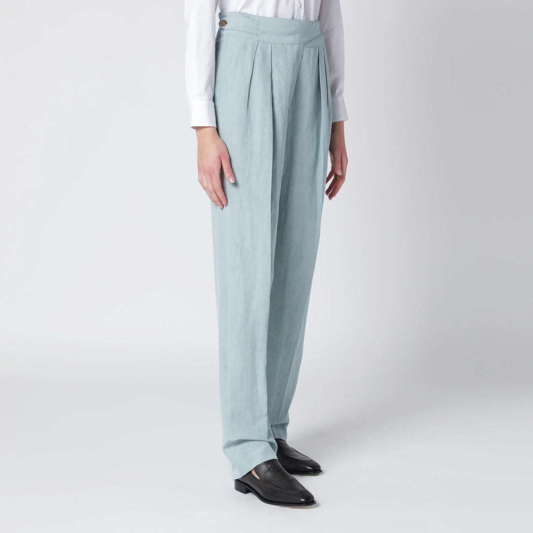 Blazé Milano - Tomo light blue trousers in silk and linen