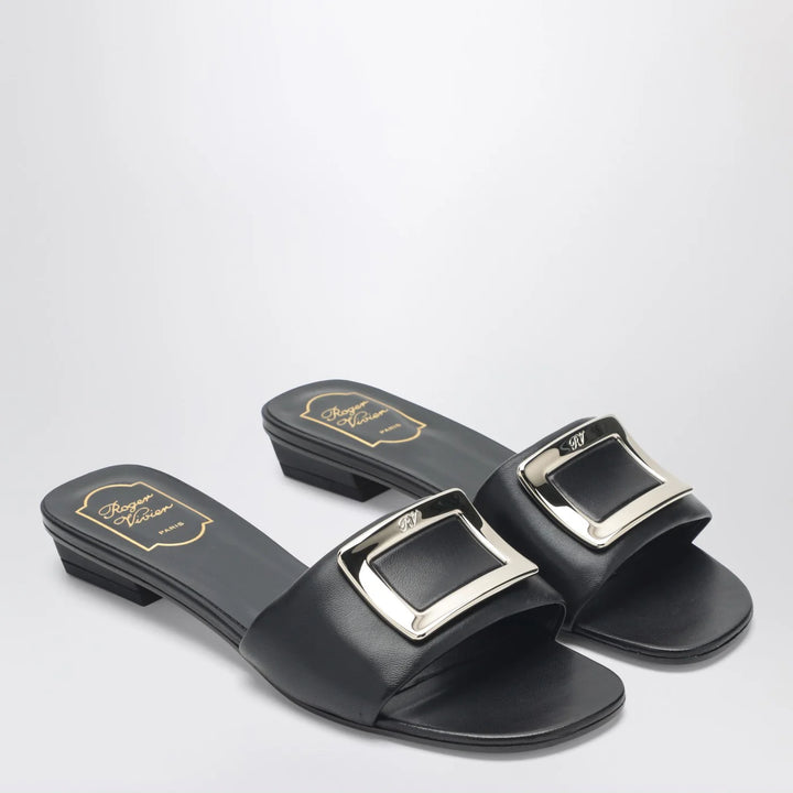 ROGER VIVIER - Square buckle leather slides