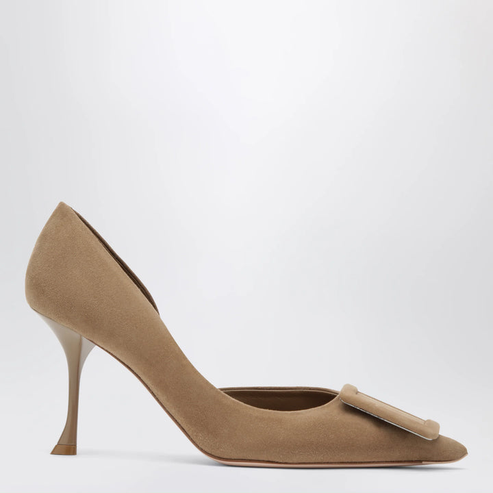 ROGER VIVIER - Viv Ville Dorsay suede pumps in tobacco brown