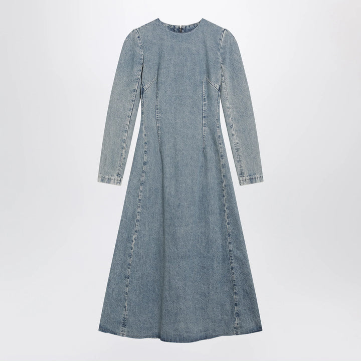 Maison Margiela - Cup-shoulder denim midi dress in ice blue