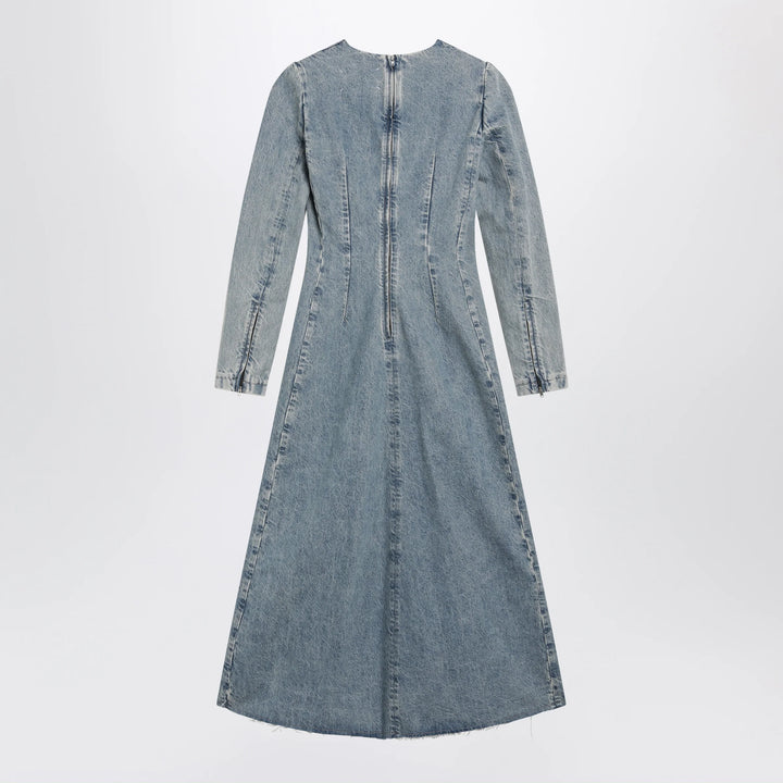 Maison Margiela - Cup-shoulder denim midi dress in ice blue